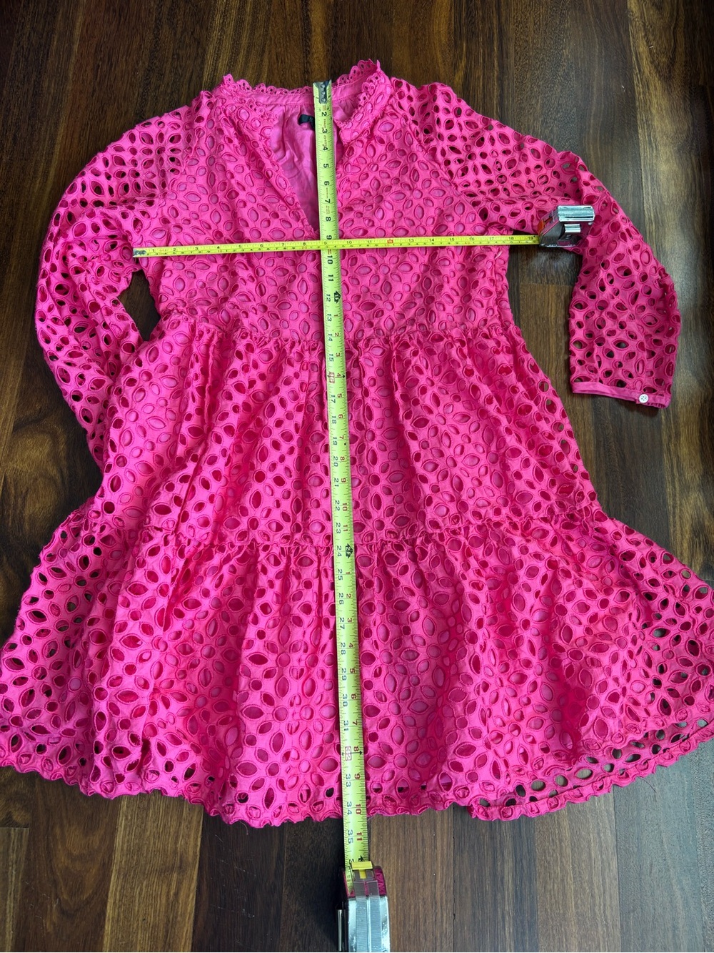 J. Crew Bright Hot Pink Eyelet Tiered Dress for Girls - Picture 4 of 6